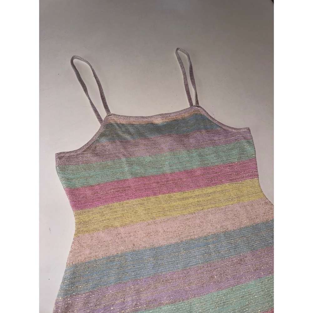 LoveShackFancy Lessie Sunset Bodycon Women's Sparkly Rainbow Party Mini Dress